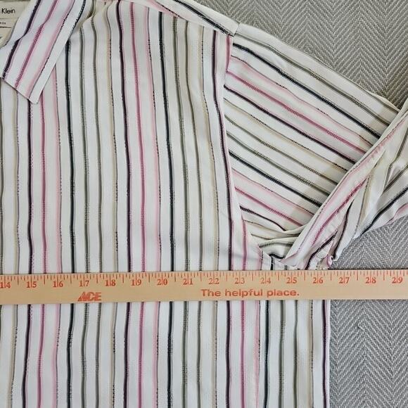Calvin Klein Shirt Men's XXL Striped Textured Long Sleeve Y2K Boho Modern Fit - Picture 14 of 14